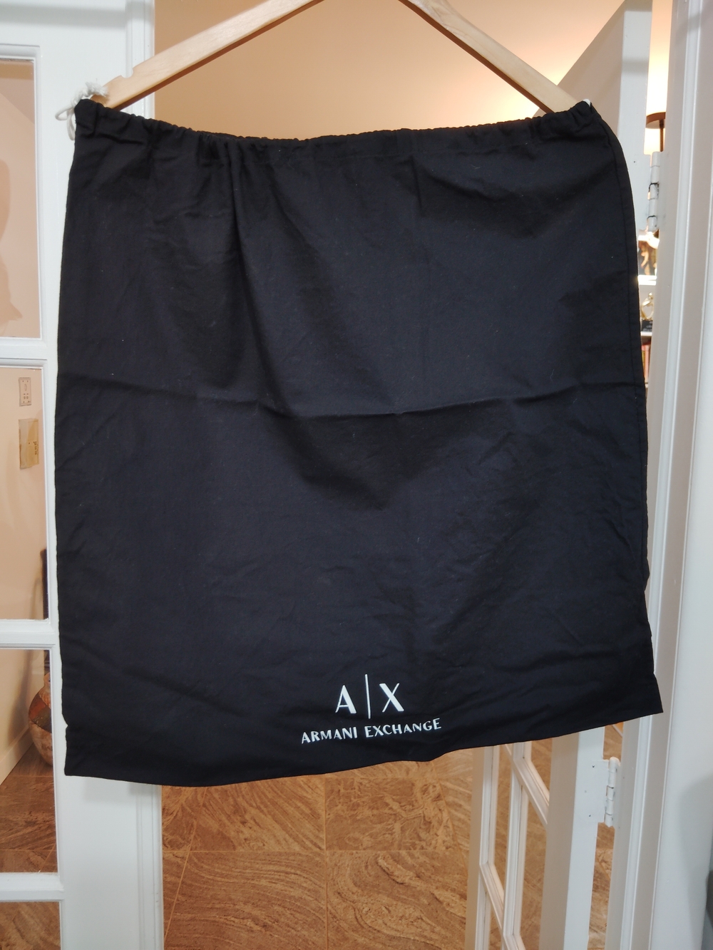 Armani Exchange Black Drawstring Dust Bag with White AX Logo